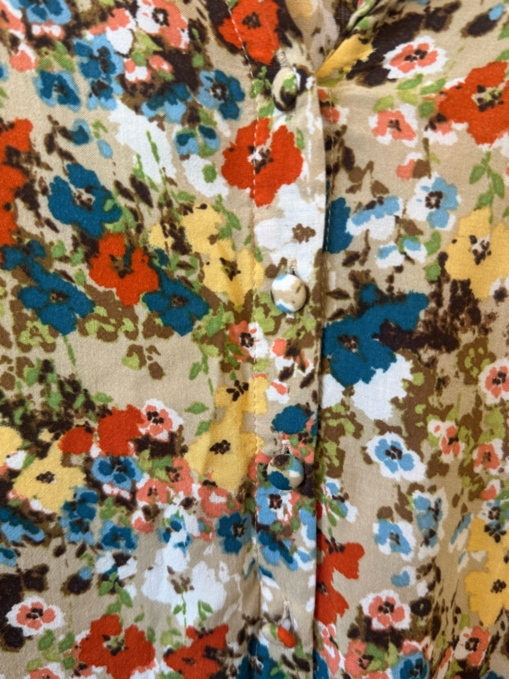 J. Jill Floral Button Up Shirt LP Wheat Painterly Cottagecore Blouse Size S - Picture 3 of 8